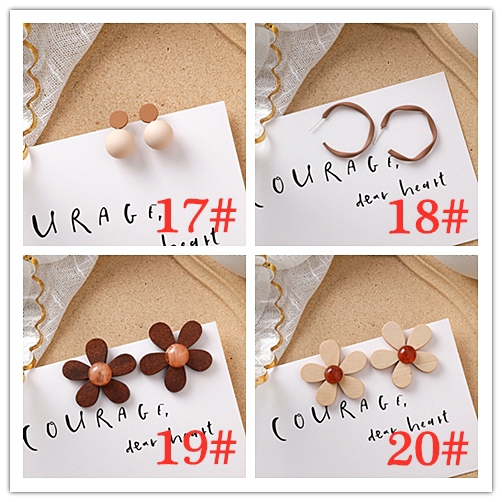 XiaoboACC Khuyên Tai Hàn Quốc Đính Hạt Nhựa Acrylic Màu Nâu Phong Cách Retro Nữ Tính | BigBuy360 - bigbuy360.vn