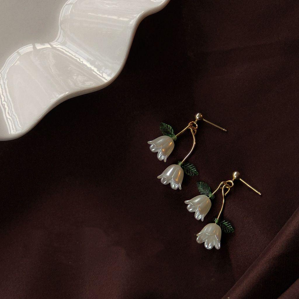 Vanes1 Bông Tai Hoa Tulip Lãng Mạn Cho Nữ|Khuyên Tai Kim Phong Cách Pháp Cho Nữ