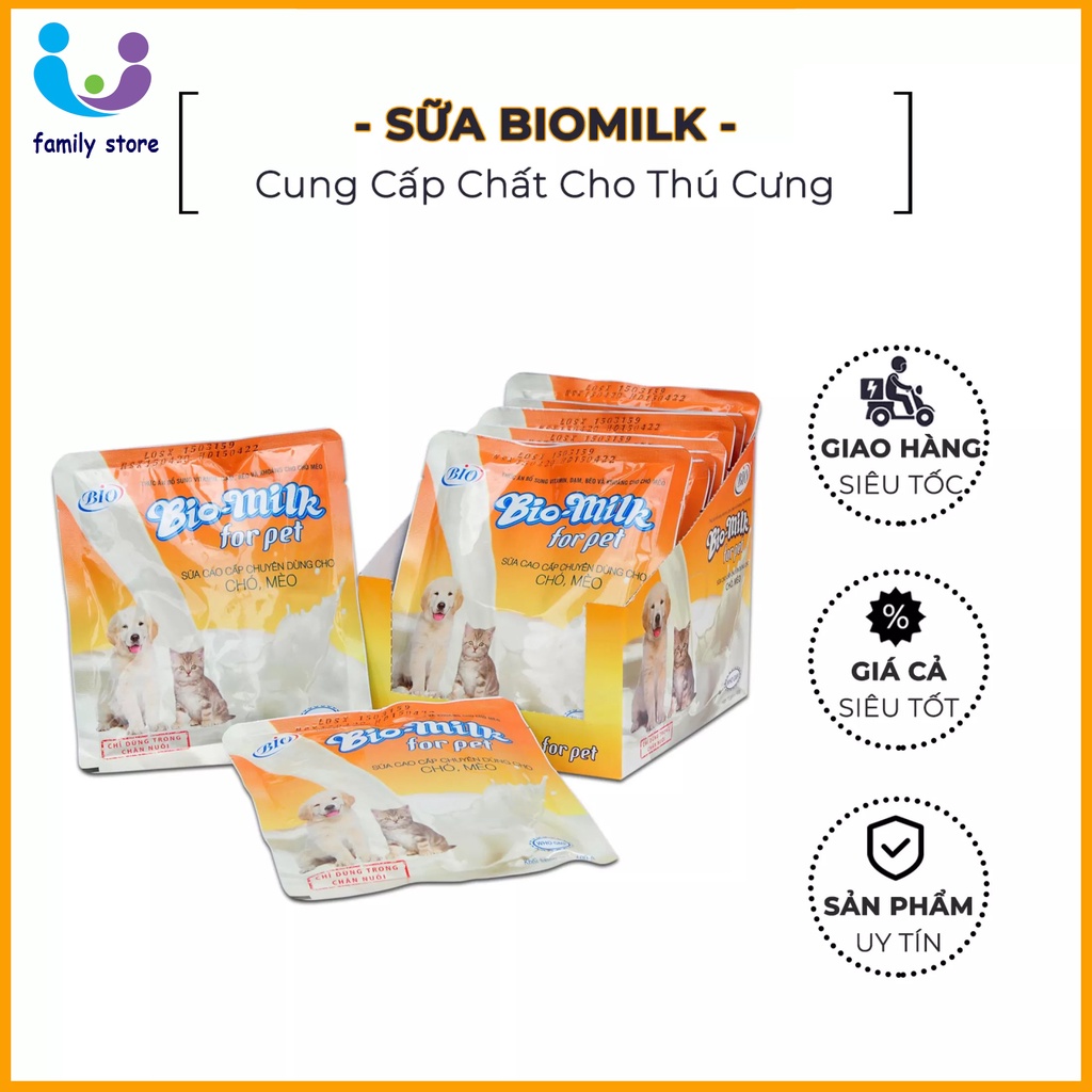 Sữa Bột Bio Milk For Pet Cung Cấp Vitamin Đạm Béo Và Khoáng Cho Chó Mèo 100g