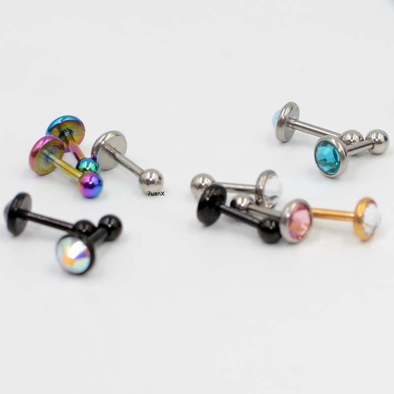 Khuyên tai 6mm bằng thép không gỉ đính đá zircon sành điệu