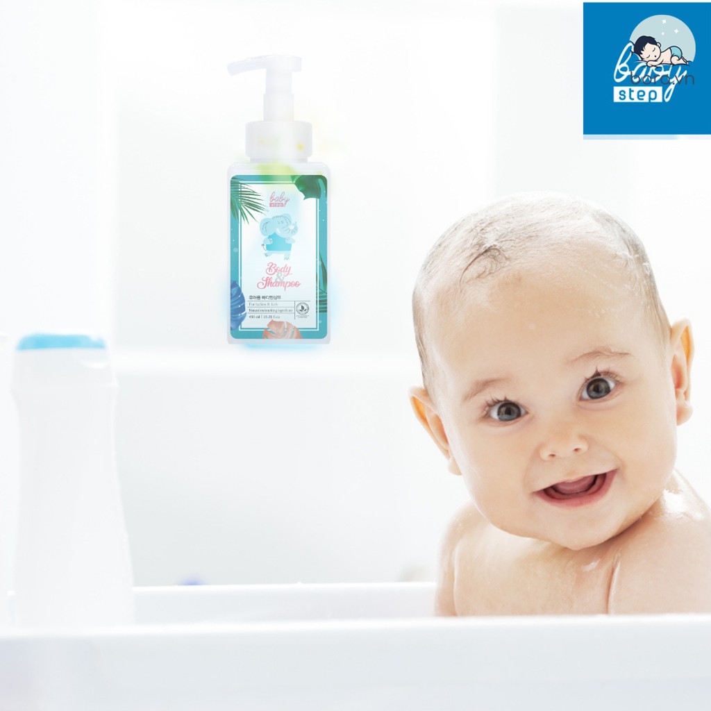 Sữa tắm gội toàn thân tạo bọt hữu cơ cao cấp cho bé Baby Step Hàn Quốc 450ml [Cam kết chính hãng]