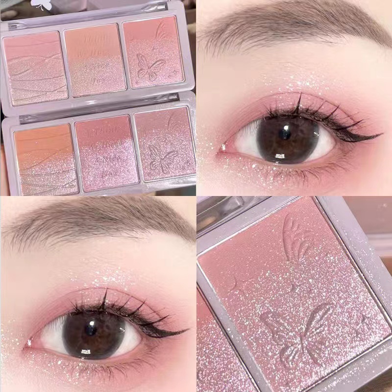 Bảng Phấn Mắt 3 Màu Lì / Nhũ Ngọc Trai Lấp Lánh Trang Điểm Làm Đẹp Lâu Trôi