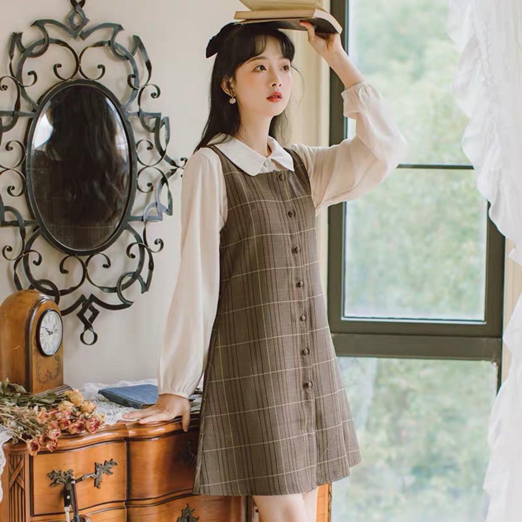 [Mã FATHANG5 giảm 10K đơn 50K] Đầm dáng suông nữ kẻ nâu SUZU28204 Redshop Official Store | BigBuy360 - bigbuy360.vn