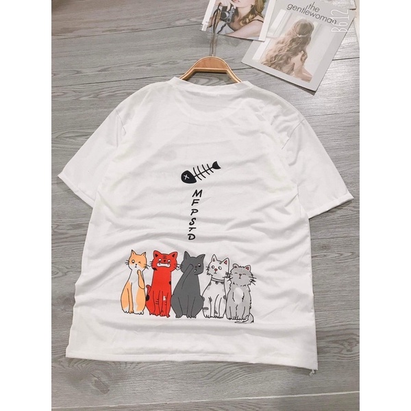 Áo thun tay lỡ mèo và cá TC12