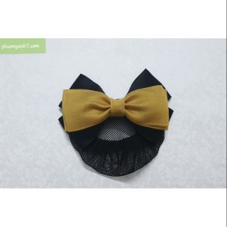 Cặp tóc nơ phối voan có búi lưới handnade