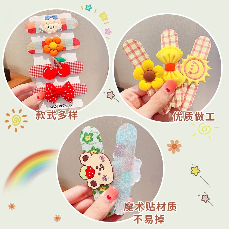 Bộ Kẹp Tóc Kiểu Dán Họa Tiết Hoạt Hình Phong Cách Hàn Quốc Dễ Thương Cho Bé Gái