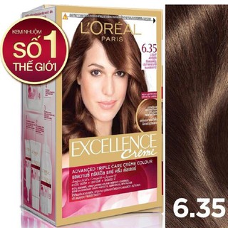 Thuốc nhuộm tóc phủ bạc loreal excellence cream 172ml - số 6.35 - nâu socola.