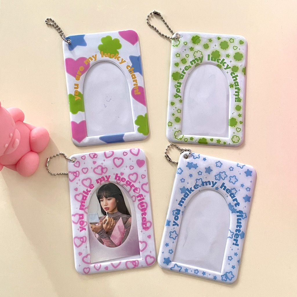 Móc Khóa Dây Bi Card Holder Đựng Thẻ Ảnh Heart Flutter