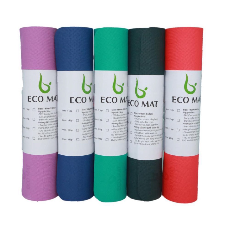 Thảm Tập Yoga S1ECO6MMDT ECO MAT [TẶNG KÈM DÂY &amp; TÚI CAO CẤP] Thảm Chất Liệu TPE Cao Su Định Tuyến Màu Sắc Trend 2020 GK