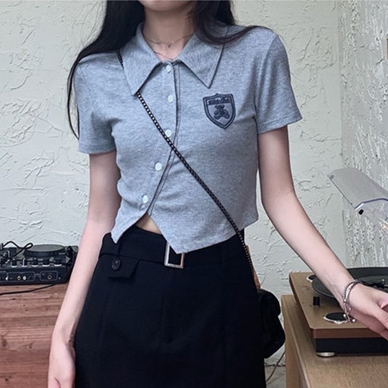 Áo Thun POLO Tay Ngắn Phong Cách Hàn Quốc Quyến Rũ Dễ Phối Đồ Cho Nữ