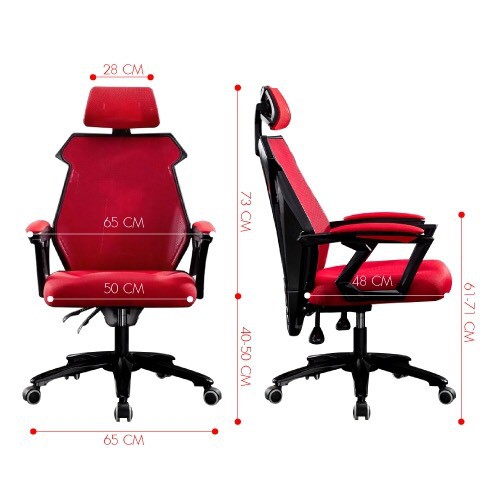 GYM19 Ghế gaming cao cấp, chân xoay 360 độ ngả 135 độ Thái Lan Mẫu E03 màu RED/BLACK Mẫu mới 2021