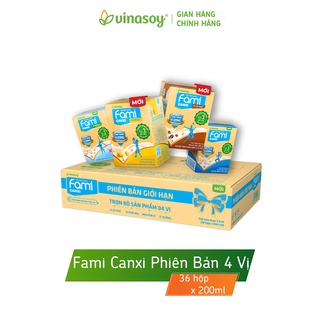 Thùng sữa đậu nành Fami Canxi mix 4 vị (36 hộp x 200ml)