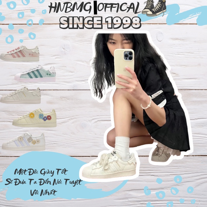 Giày Adidas Superstar Das Sò,Superstar Das Sò 2 Màu Hồng Kem, Màu Kem Hot Trend 2022