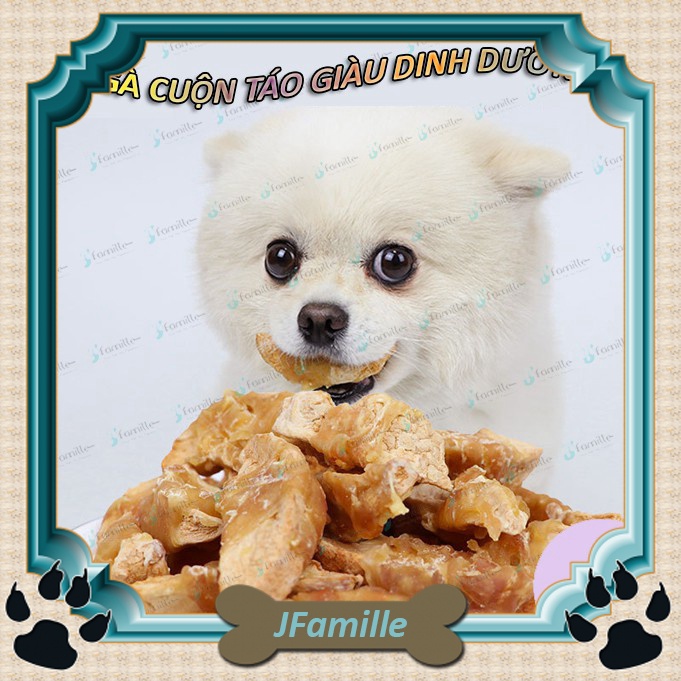 [BỔ SUNG CHẤT XƠ]Treat Thưởng JFamille - Gà Cuộn Táo Đỏ FUJI Cho Cún, Tăng Đề Kháng. Gói 100gr - JF65