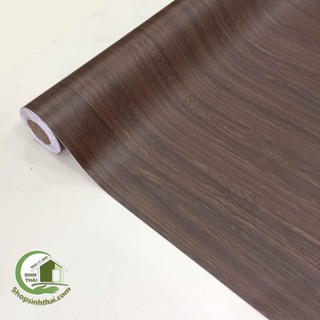 Giấy dán tường giả gỗ màu nâu đậm - khổ 1,2m - có sẵn keo