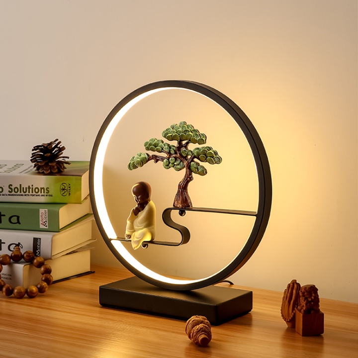 Đèn Led Để Bàn Trang Trí Phòng Ngủ Hình Tròn 30x33cm M096