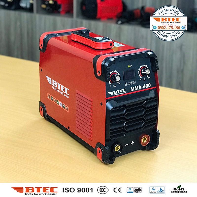 Máy hàn que Inverter BTEC MMA-400, hàn que 4 ly hiệu suất 100%, bảo hành chính hãng 12 tháng