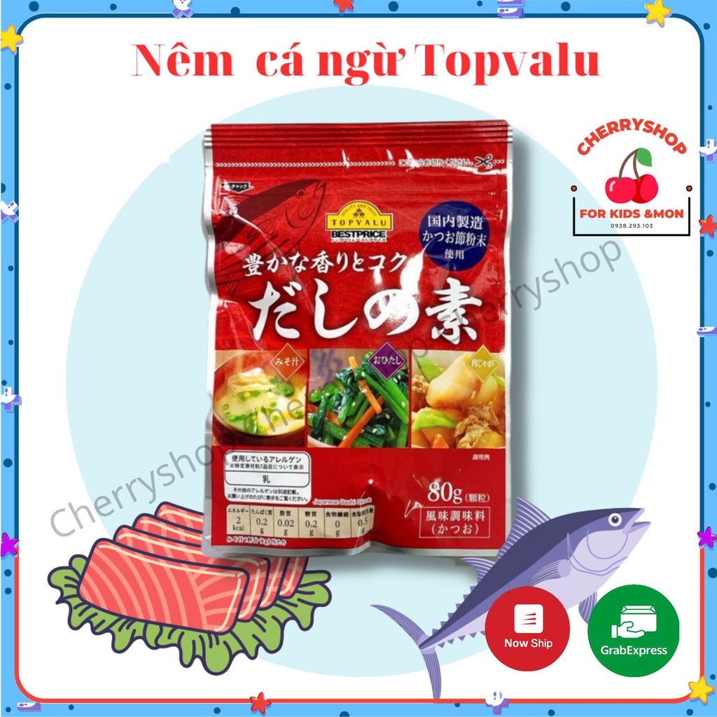 Hạt nêm Topvalu Nhật vị cá ngừ đại dương 80g cho bé ăn dặm