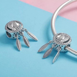 Mặt dây tạo hình dream catcher Thổ Dân bạc 100%