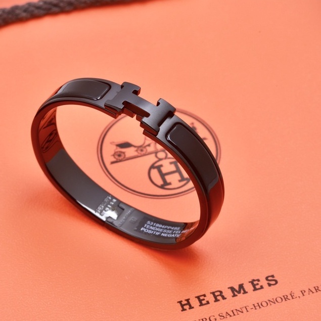 Vòng Tay Hermes Bằng Thép Không Gỉ Màu Đen Thời Trang Cho Nam