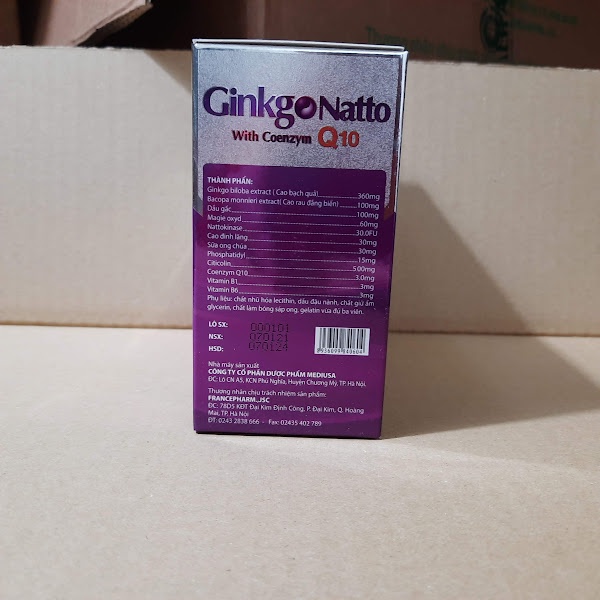 Hoạt huyết dưỡng não - GINKGO NATTO With Coenzym Q10 số 1- Ginkgo biloba 360mg - Hộp 100 viên