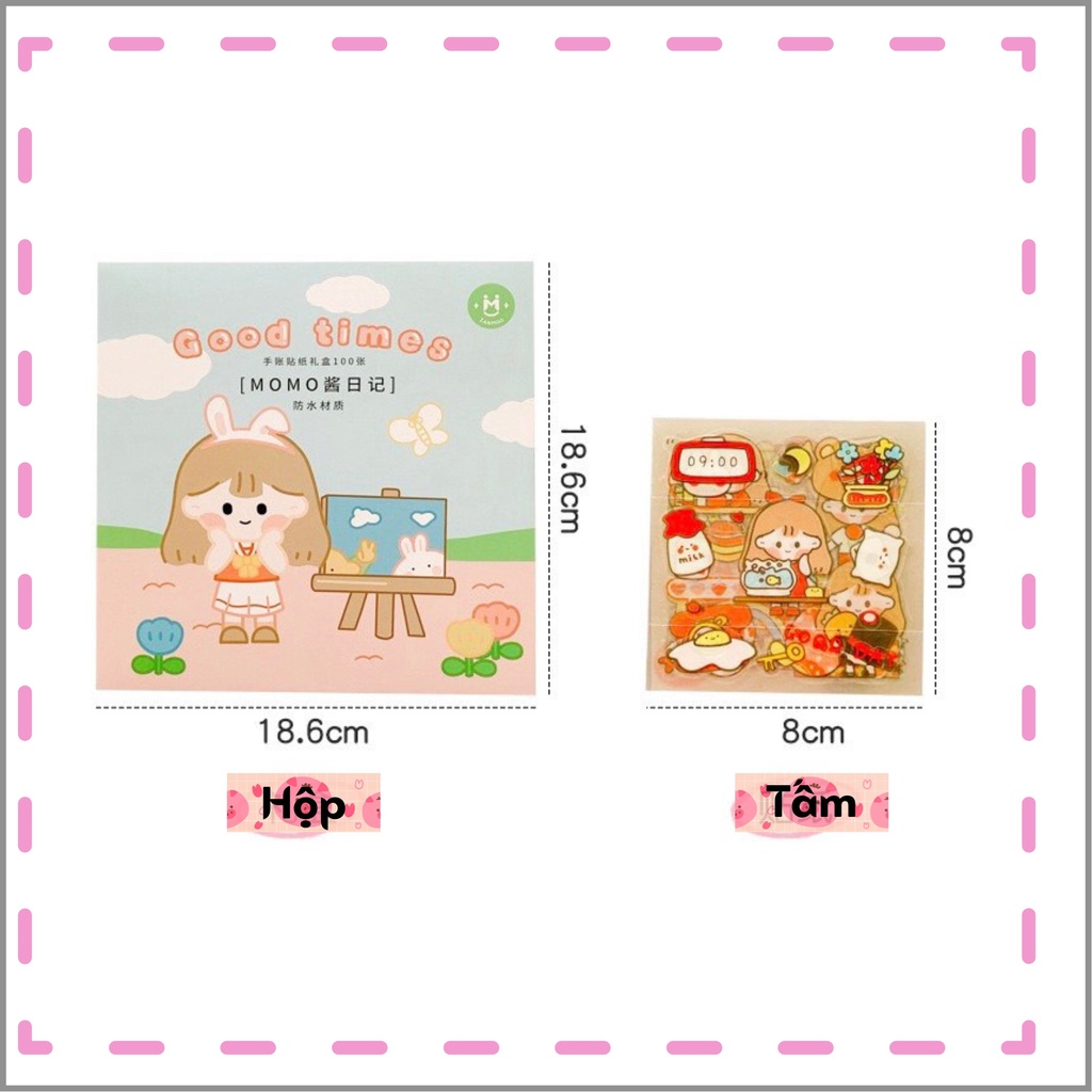 Set 100 tấm (1000 hình) Sticker cute trang trí sổ - hình dán chống nước dán mọi bề mặt