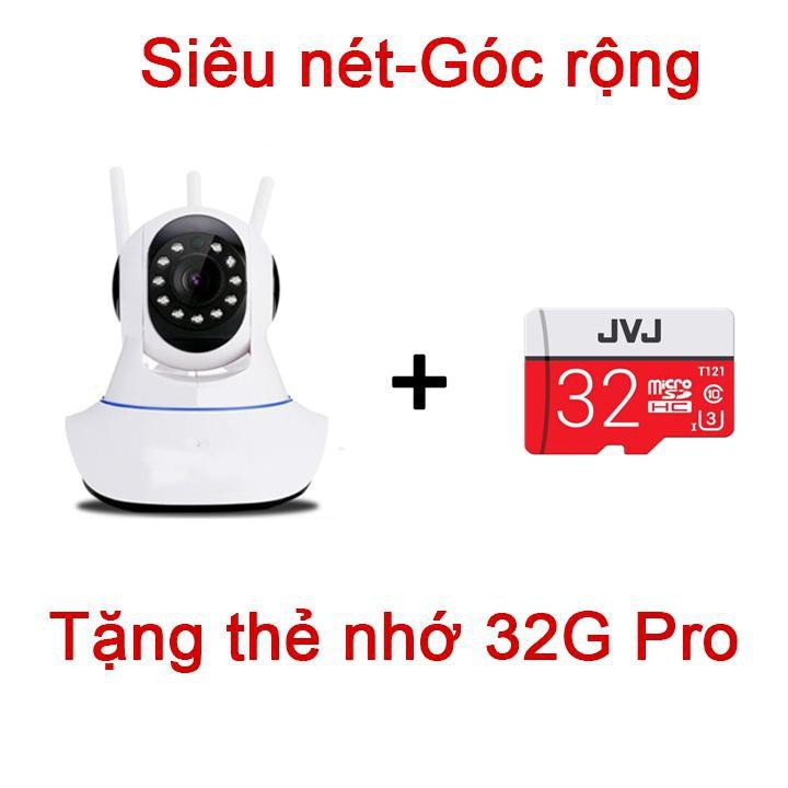 Camera yoosee wifi 3 râu 2.0 - Camera giám sát  có  hỗ trợ tiếng việt,  Kèm thẻ nhớ JVJ  PRO Chất lượng cao, uy tín