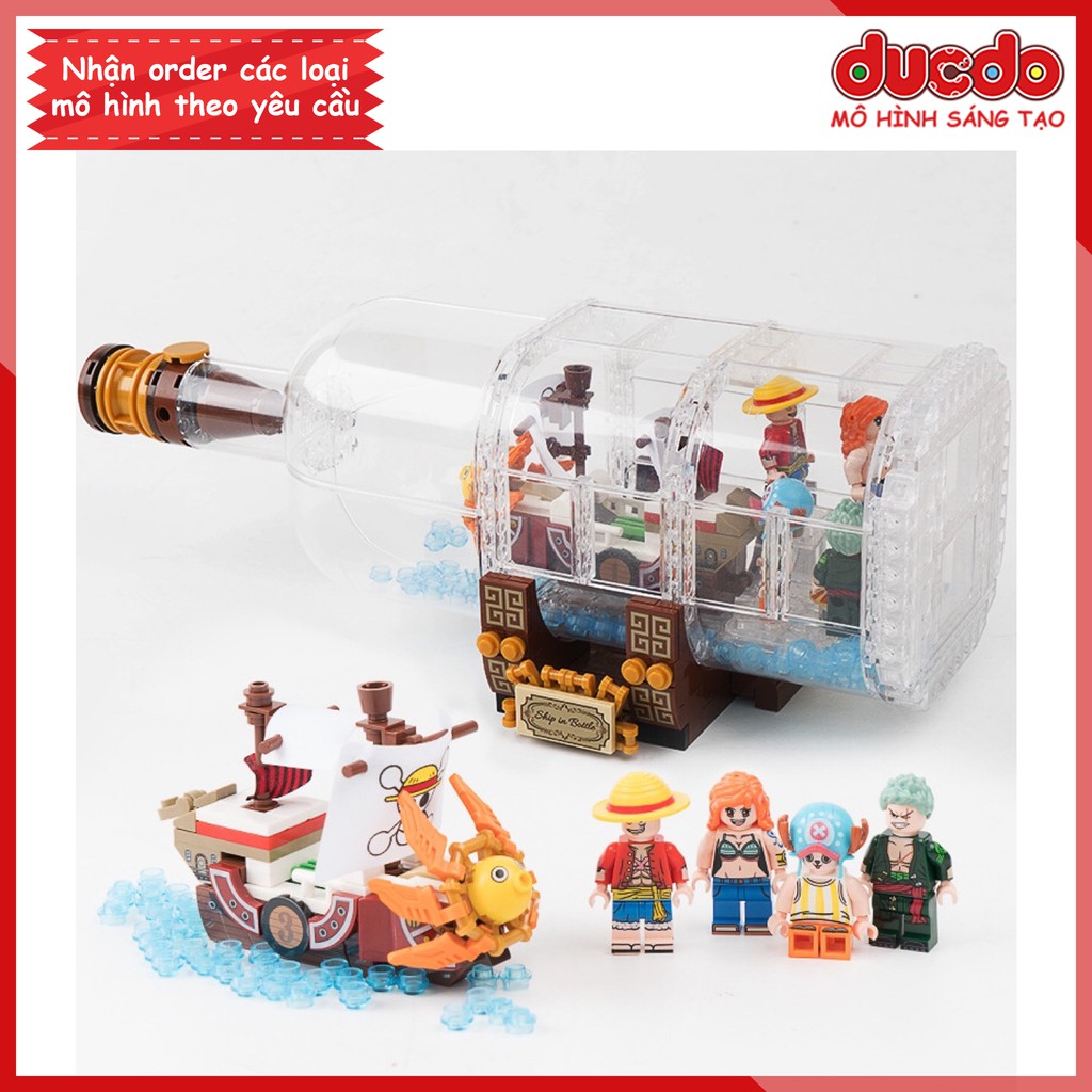 SY6294 Lắp ghép tàu hải tặc Thousand Sunny trong chai kèm 4 Minifigures - Đồ chơi Xếp hình Mô hình Mini One Piece