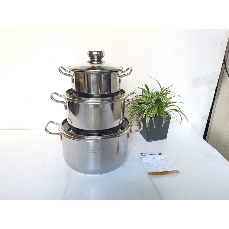 Bộ Nồi Inox Fivestar 3 món nắp kính