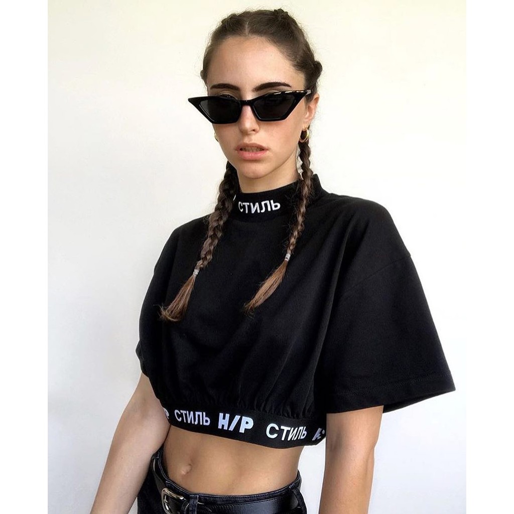 Áo thun ngắn tay Heron Preston CTNMB turtleneck croptop ss20