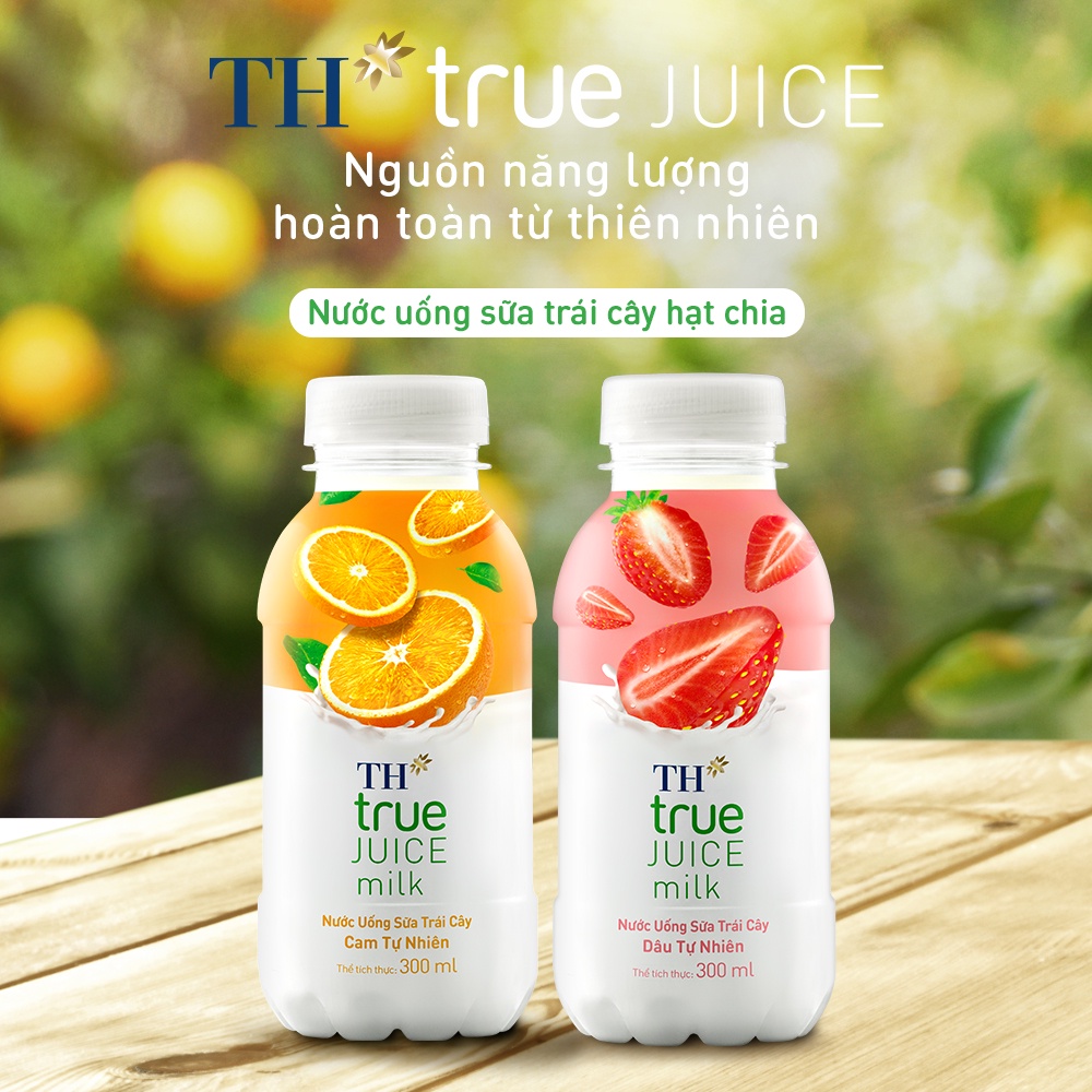 Thùng 24 chai nước uống sữa trái cây dâu tự nhiên TH True Juice Milk 300ml (300ml x 24)