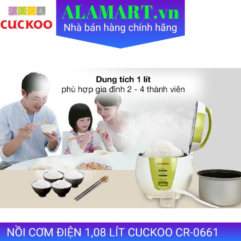 Nồi cơm điện Cuckoo 1.08 lít CR-0661 nhập khẩu Hàn Quốc dùng gia đình 2 - 4 người ăn 0.5kg gạo