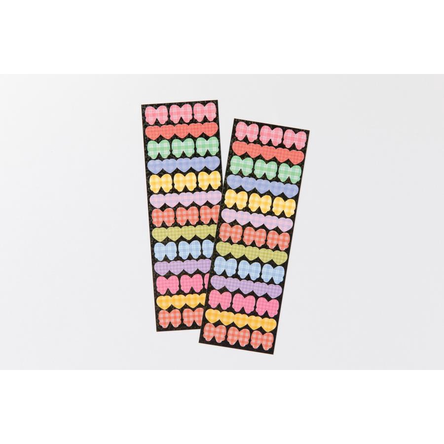 Set 2 Tấm Sticker ARTBOX Hàn Quốc Hình Trái Tim Và Nơ Ruy Băng Kẻ Sọc Ca Rô Màu Pastel Xinh Xắn