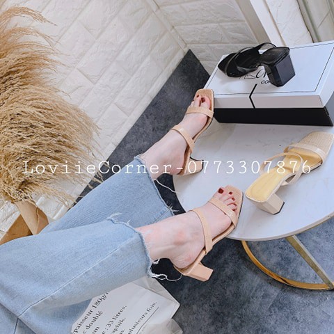 DÉP CAO GÓT NỮ LOVIIECORNER - GUỐC NỮ ĐẾ VUÔNG 3 PHÂN CHẤT DA XỊN D210433