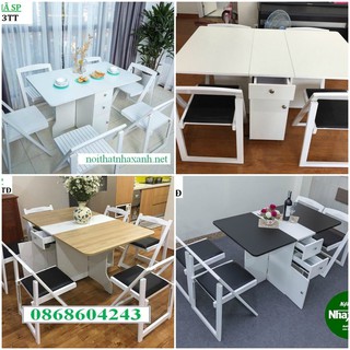 BỘ BÀN ĂN THÔNG MINH GẤP GỌN: HIỆN ĐẠI, TIỆN LỢI( +6  ghế nan)