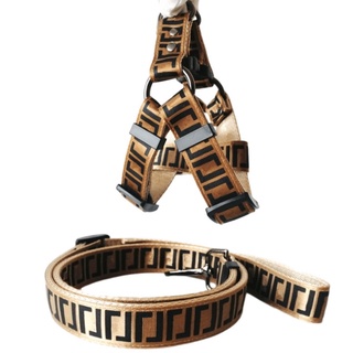 Đai ngực + dây dắt fendi dành cho chó mèo