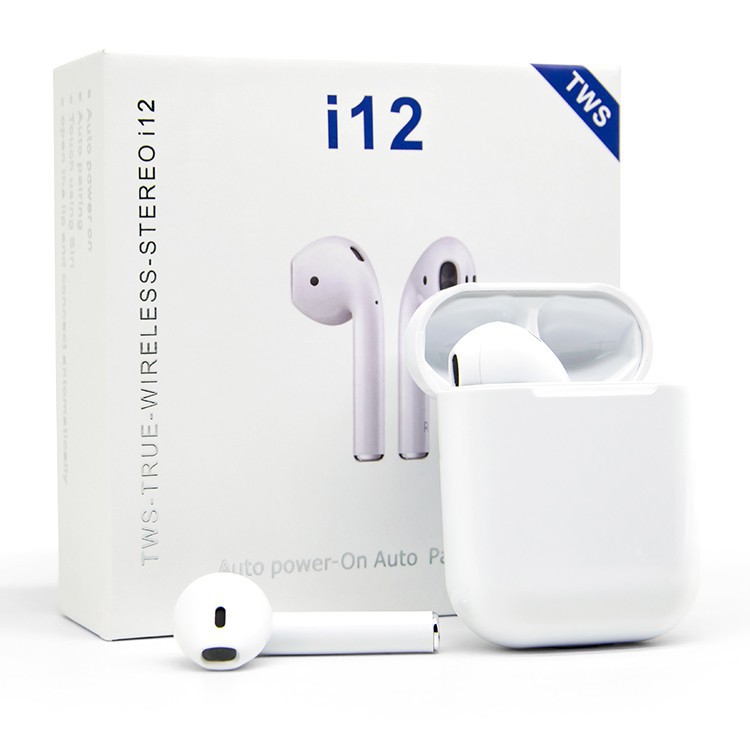 Tai Nghe Chính hãng i12 TWS Cho Phụ Kiện Tai Nghe Bluetooth Airpods Cáp Sạc Iphone Pin Dự Phòng jack 3.5 -