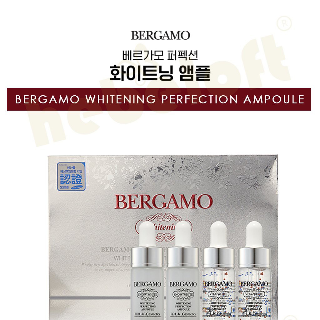 Set 4 chai Siêu tinh chất dưỡng trắng da BERGAMO Snow White & Viva White Whitening Perfection Ampoule Set