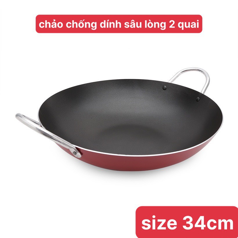 Chảo trơn chống dính sâu lòng 2 quai CV HOUSE - hàng Việt Nam chất lượng cao