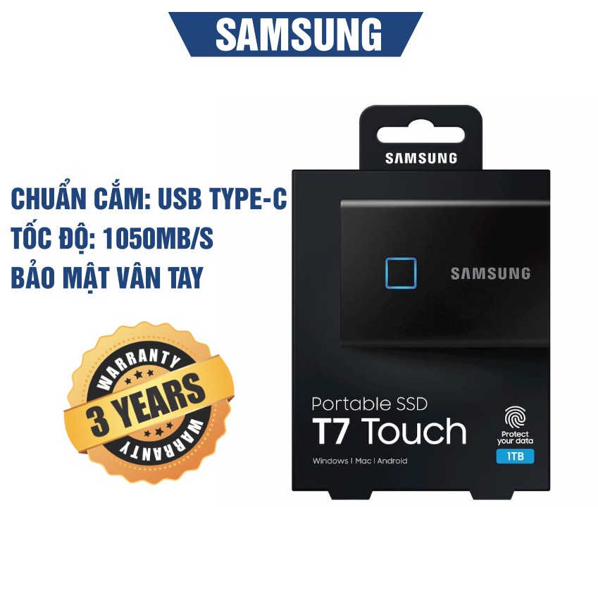 Ổ cứng di động SSD Samsung T7 TOUCH 1TB Màu Đen