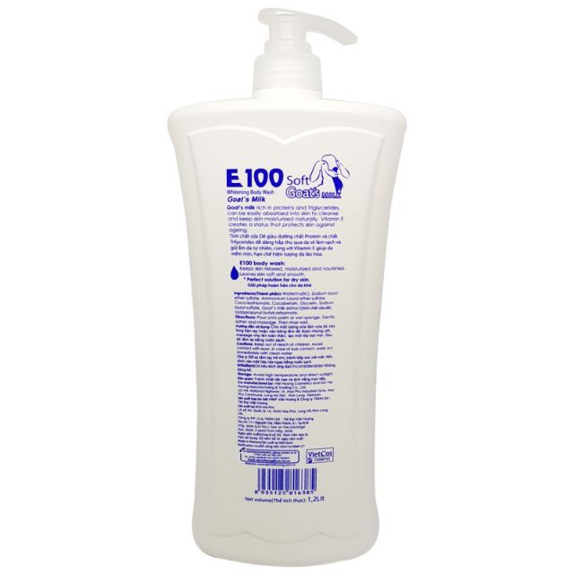 Sữa tắm trắng da E100 800ml