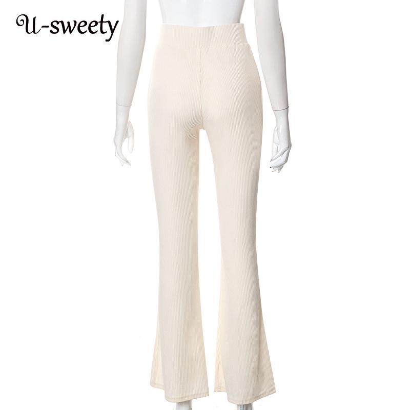 Quần Dài Ống Loe Dáng Ôm Màu Sắc Đơn Giản Thời Trang Cho Nữ