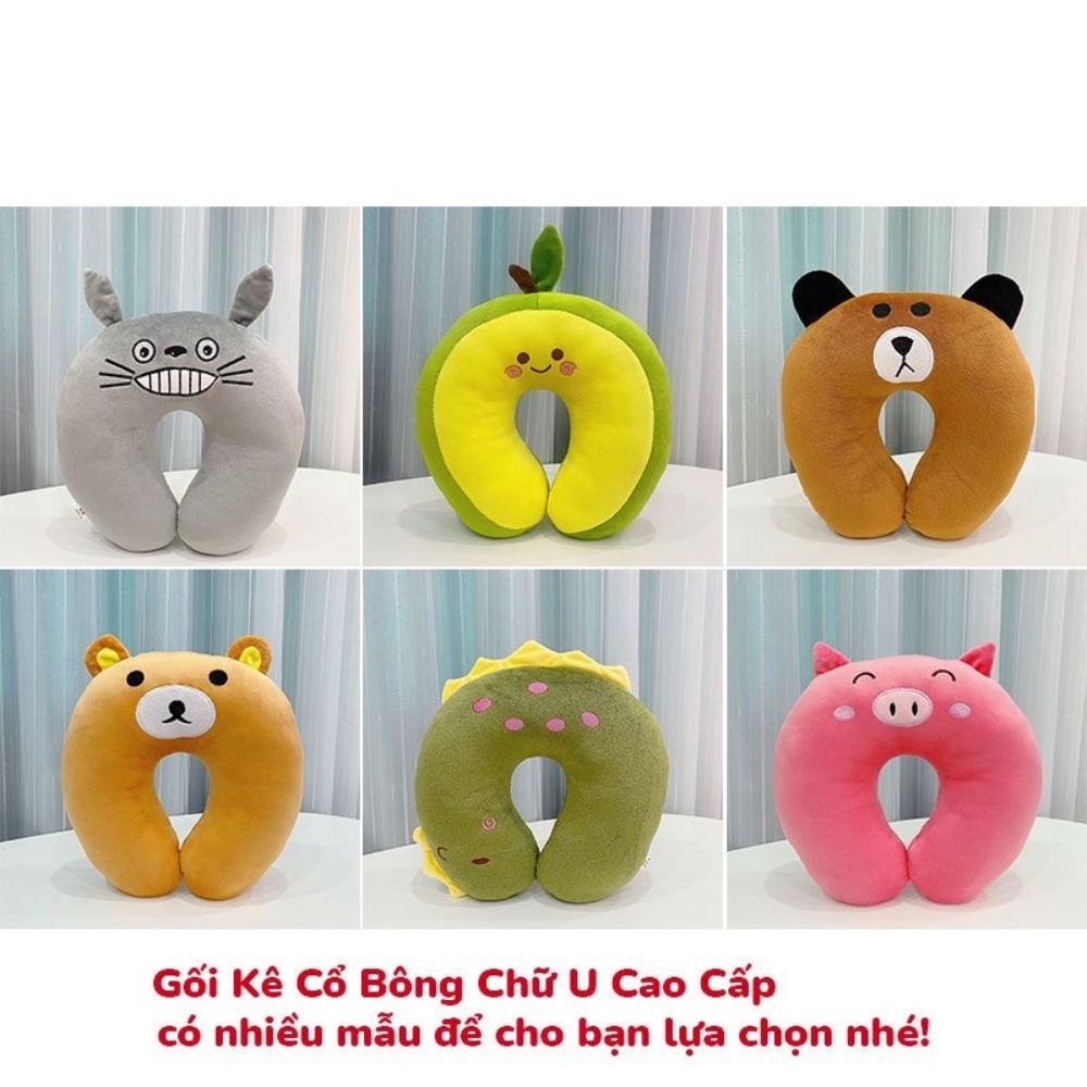 Gối Kê Cổ Chữ U văn phòng kết hợp dùng trên ô tô và đi du lịch, Bịt Mắt Ngủ cao cấp Gấu BôngHama