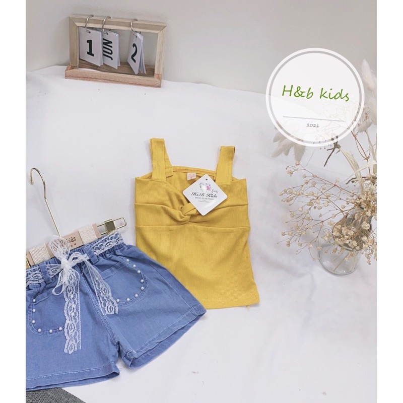 Set áo 2 dây quần bò mềm cho bé