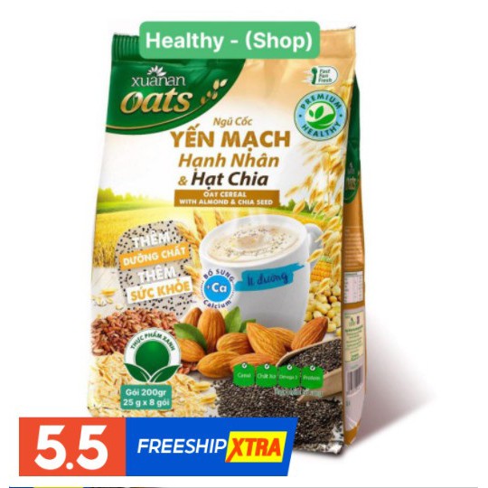 Gói Yến Mạch Hạnh Nhân Hạt Chia Xuân An 400gr - Đính Kèm Hàng Tặng