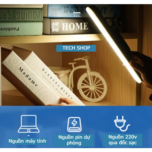Đèn LED chống cận để bàn nút điều khiển cảm ứng đế dán, tích hợp pin lưu trữ khi mất điện, remote điều khiển từ xa