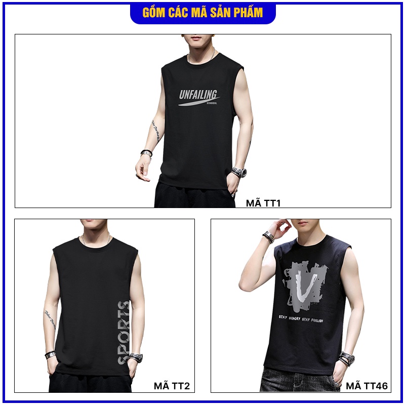 Áo 3 lỗ nam TINOFUN Áo thun nam ba lỗ thể thao cổ tròn Tank Top lót form rộng nách tập gym co giãn mùa hè