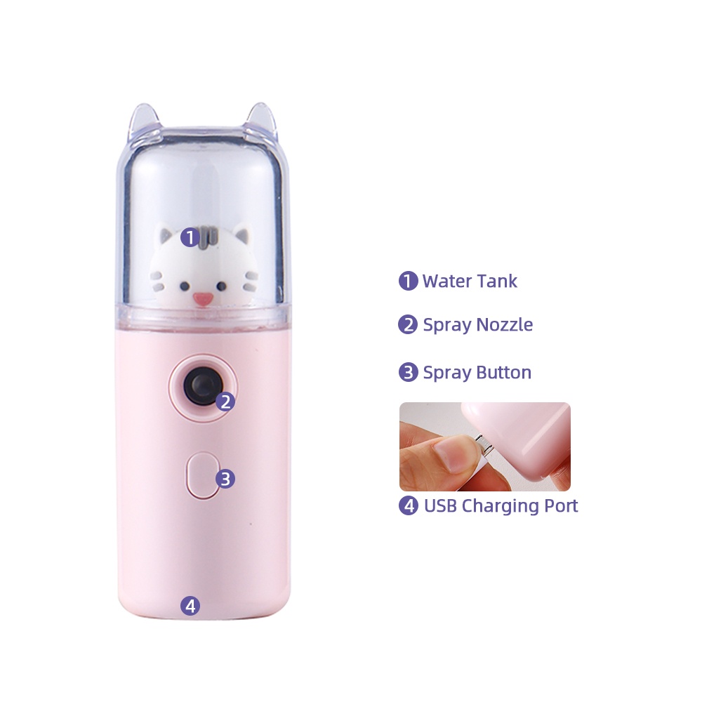 Máy phun sương FOREVERLILY tạo độ ẩm mini có đèn led sạc bằng cổng USB