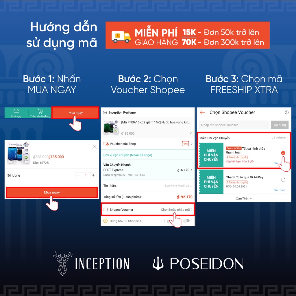 Nước Hoa Vùng Kín Nam 5ml POSEIDON - Hương Cuốn Hút Mạnh Mẽ Quyến Rũ - Nước Hoa Vùng Kín Nam Chính Hãng