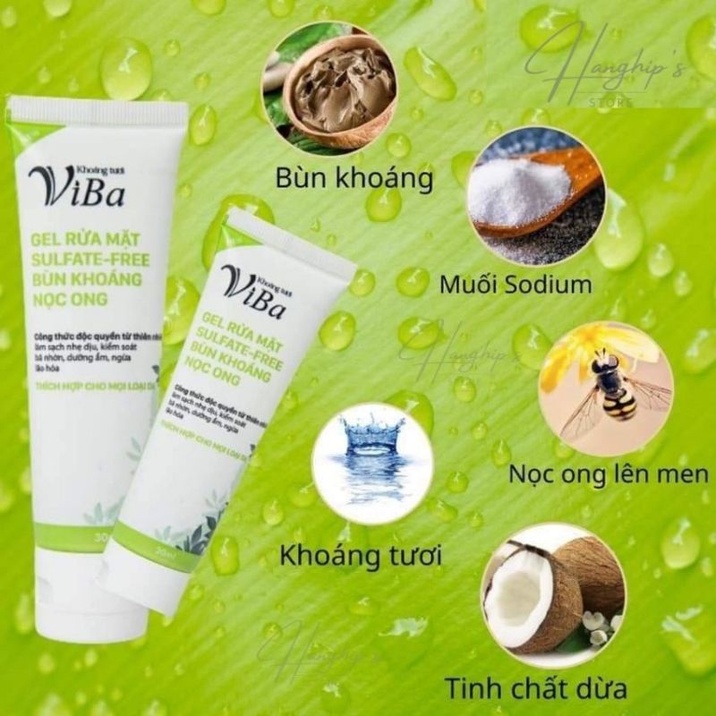 Gel rửa mặt ViBa/ Bùn khoáng nọc ong/ sulfate- free/ dưỡng ẩm, dịu nhẹ, cân bằng hệ sinh thái da